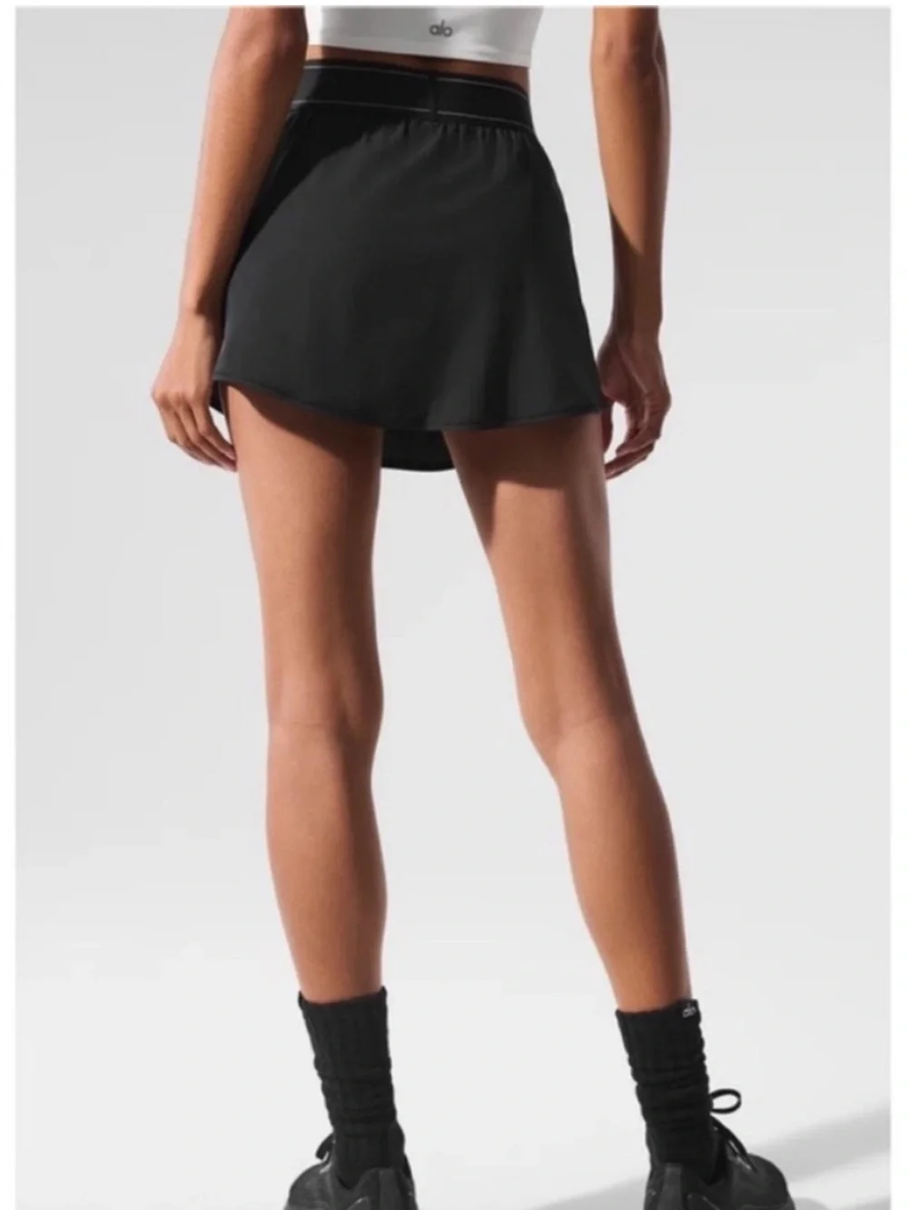 ALO Yoga Match Point Tennis Skirt Skort with Shorts Black Medium NWT NEW